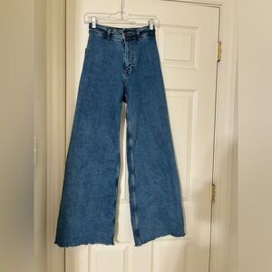 Zara Marine Straight Wide Leg Denim Jeans